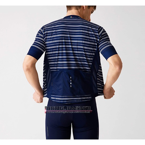 Abbigliamento La Passione 2019 Manica Corta e Pantaloncino Con Bretelle Stripe Blu - Clicca l'immagine per chiudere